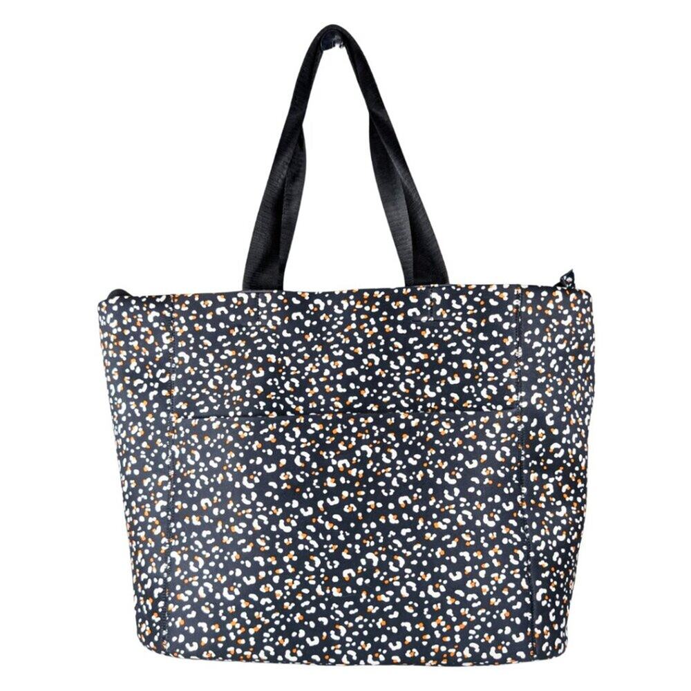 Shade & Shore XL Black Leopard Cheetah Print Neoprene Zip Beach Pool Tote Bag
